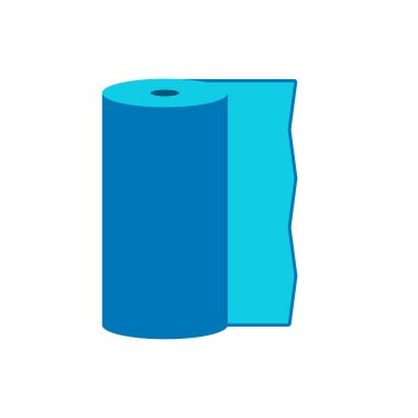Tuvalet Kağıdı Mavi Renkli Vektör İllüstrasyonu Beyaz Arkaplanda izole edildi
