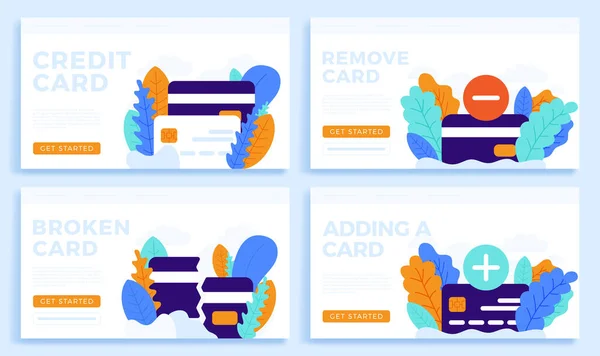 Definir Cartão Crédito Vector Ilustração Estoque Para Landing Page Apresentação — Vetor de Stock