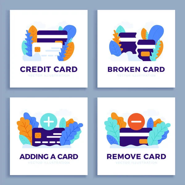Definir Cartão Crédito Vector Ilustração Estoque Para Landing Page Apresentação — Vetor de Stock