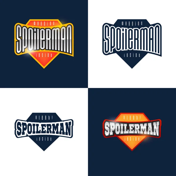 Spoilerman Alerta Slogan Engraçado Tipografia Emblema Estilo Esporte Super Herói —  Vetores de Stock