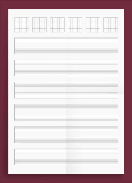 Zerknüllt Standart Blanko Partitur Serie Format Papierformat Vektor Illustration — Stockvektor