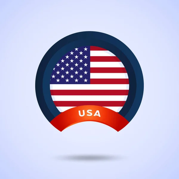 Circle American Flag Vector Immagine Dell Illustrazione Della Bandiera Americana — Vettoriale Stock