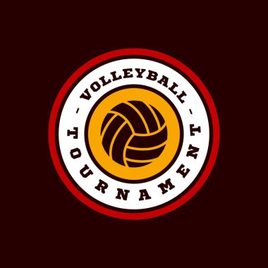 Voleybol vektör logosu. Modern profesyonel tipografi sporu retro stil vektör amblemi ve şablon logoti tasarımı. Voleybol renkli logo