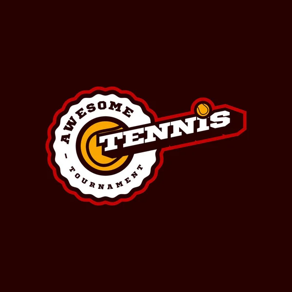 Logotype Typographie Sportive Professionnelle Moderne Vecteur Tennis Dans Style Rétro — Image vectorielle