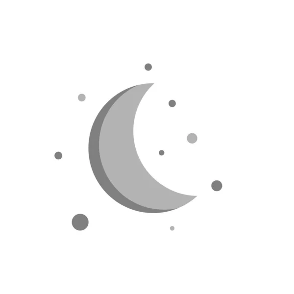 Moon Flat Design Vector Illustration Isolated White Background — Stock Vector