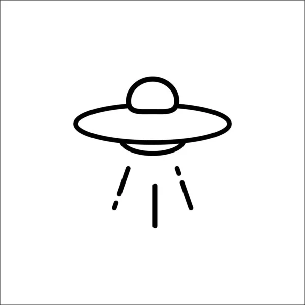 Ikona Kosmické Lodi Ufo Řádkovém Stylu Prostor Ilustrace Ufo Bílém — Stockový vektor