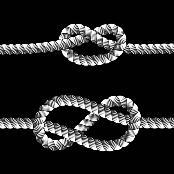 Rope Knots Bordas Linha Conjunto Elemento Design Diferentes Tipos Ilustração — Vetor de Stock