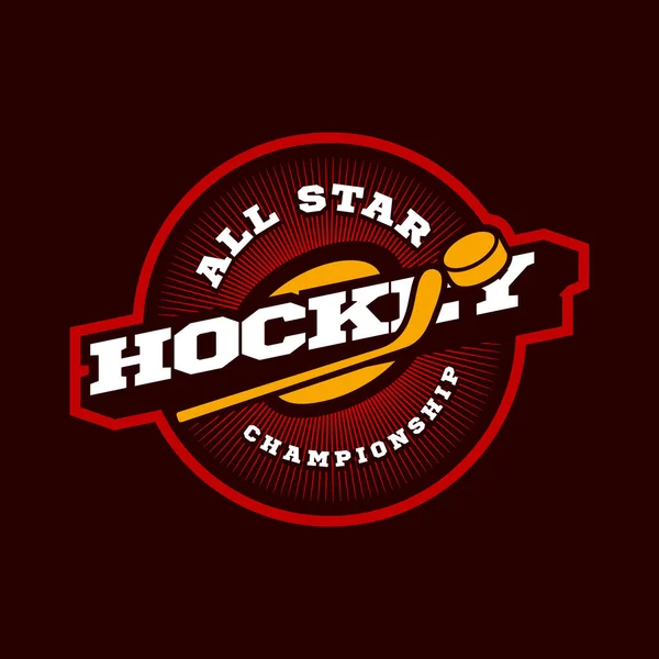 Logo Sportivo Dell Hockey Moderno Campionato Professionistico Hockey Sportivo Torneo — Vettoriale Stock