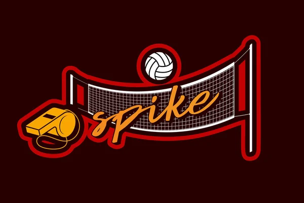Vector Volleyball Net Fischietto Adesivo Palla Illustrazione Sport Game Attività — Vettoriale Stock