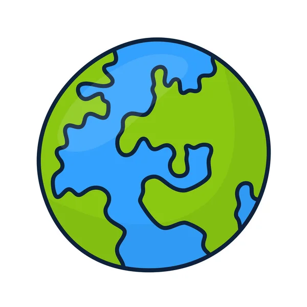 Векторная Иллюстрация Планеты Земля Изолирована Белом Фоне Иллюстрация Мультяшной Плоской — стоковый вектор