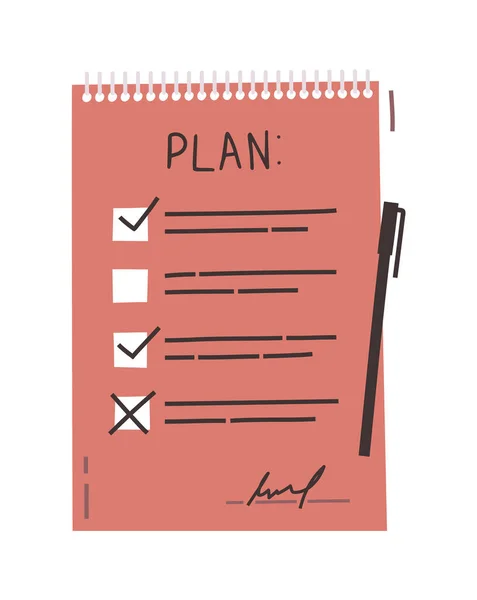 Planifier Faire Concept Liste Avec Texte Dessiné Main Checklist Illustration — Image vectorielle