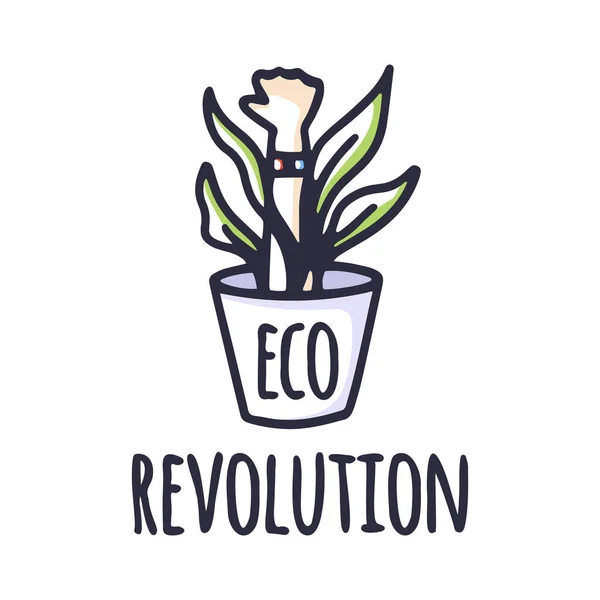 Eco Protest Creatief Green Poster Concept Groene Revolutie Eco Vuist — Stockvector