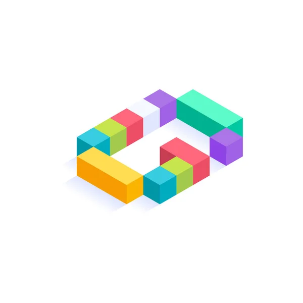 Lettre Isometric Cubes Colorés Design Illustration Vectorielle Lettre Tridimensionnelle Isolé — Image vectorielle
