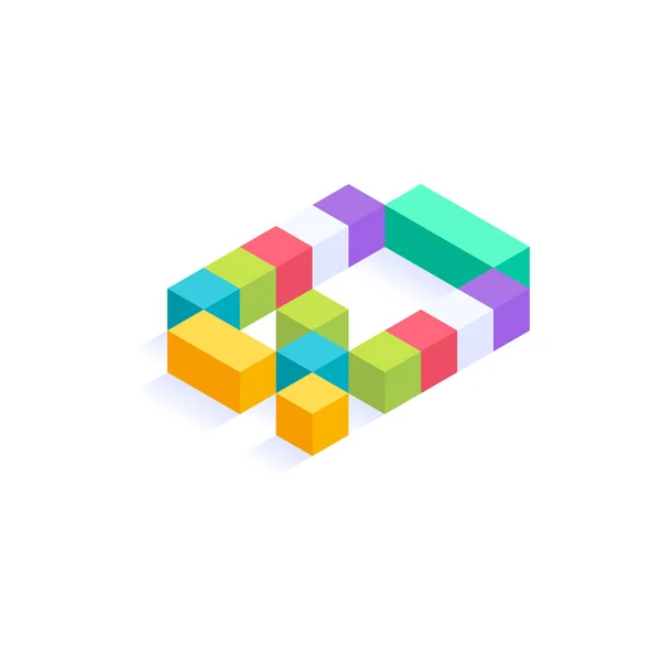 Lettre Cubes Colorés Isometric Conception Illustration Vectorielle Lettre Tridimensionnelle Isolé — Image vectorielle