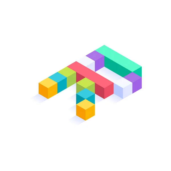 Lettre Cubes Colorés Isometric Conception Illustration Vectorielle Lettre Tridimensionnelle Isolé — Image vectorielle