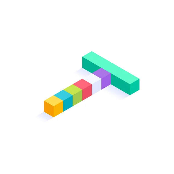 Lettre Cubes Colorés Isometric Conception Illustration Vectorielle Lettre Tridimensionnelle Isolé — Image vectorielle