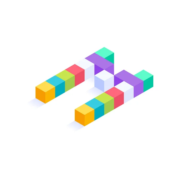 Lettre Cubes Colorés Isometric Conception Illustration Vectorielle Lettre Tridimensionnelle Isolé — Image vectorielle