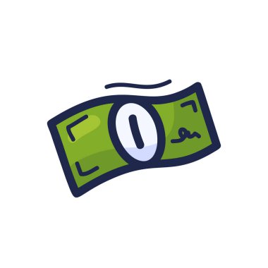 Dolar banknotları karalama tarzı. Beyaz arkaplanda izole edilmiş Satır Vektörü illüstrasyon simgesi.