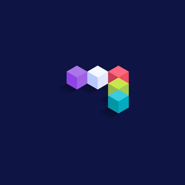 Flèche Droite Cubes Colorés Isométriques Conception Illustration Vectorielle Lettre Tridimensionnelle — Image vectorielle