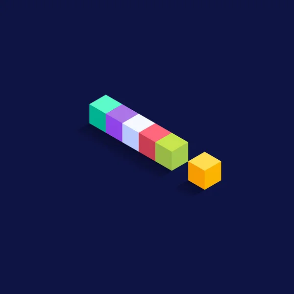 Point Exclamation Cubes Colorés Isometric Conception Illustration Vectorielle Lettre Tridimensionnelle — Image vectorielle