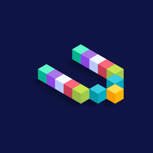 Lettre Cubes Colorés Isométriques Conception Illustration Vectorielle Lettre Tridimensionnelle Isolé — Image vectorielle