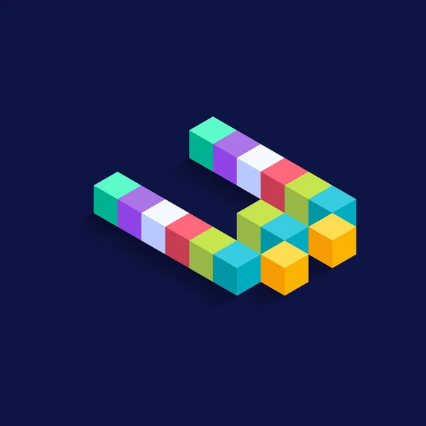 Lettre Cubes Colorés Isométriques Conception Illustration Vectorielle Lettre Tridimensionnelle Isolé — Image vectorielle