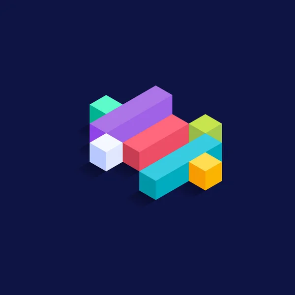 Dollar Symbole Cubes Colorés Isometric Conception Illustration Vectorielle Lettre Tridimensionnelle — Image vectorielle