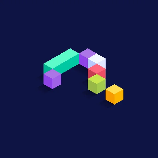 Point Interrogation Cubes Colorés Isometric Conception Illustration Vectorielle Lettre Tridimensionnelle — Image vectorielle