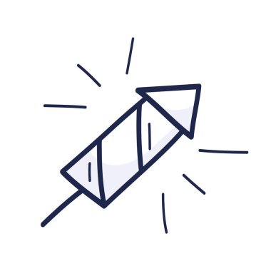 4 Temmuz sayısına sahip havai fişek ikonu karikatür tarzında elle çizilir. ABD 'de Bağımsızlık Günü için Vektör illüstrasyonu