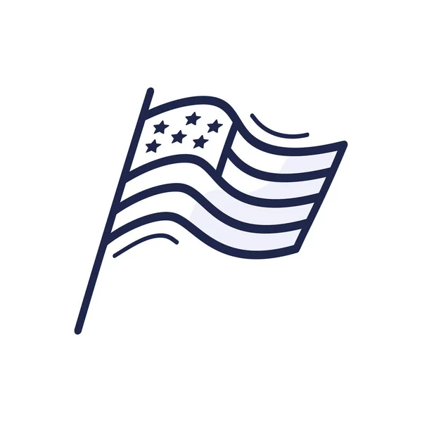 Bandiera Usa Stile Doodle Disegnata Mano Con Stelle Doodle Disegno — Vettoriale Stock