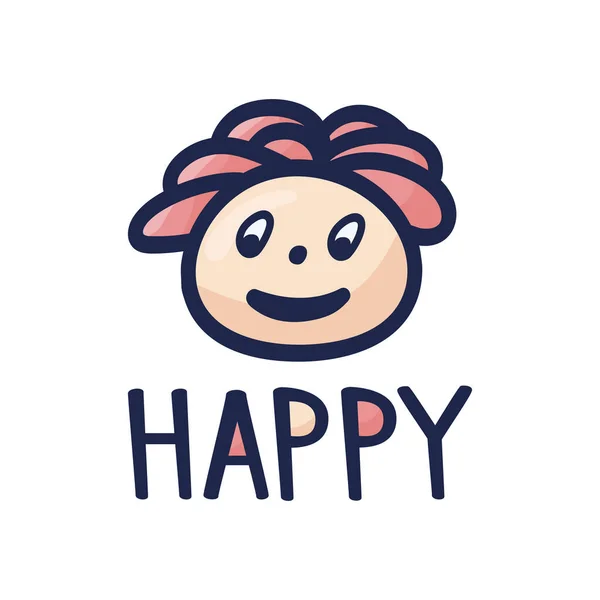 Happy Man Personage Hoofd Vector Illustratie Ontwerp Cartoon Met Hand — Stockvector