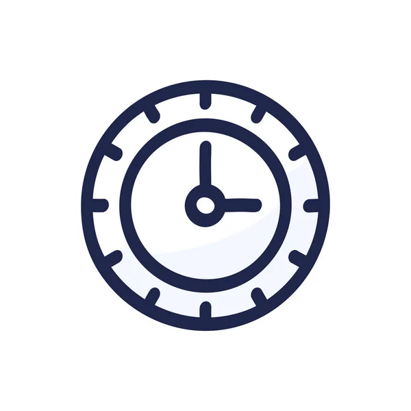 Reloj Doodle Línea Vector Ilustración Icono Negro Reloj Línea Aislado — Archivo Imágenes Vectoriales