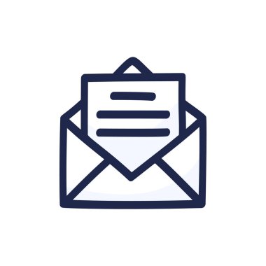 Web sitesi tasarımı için elle çizilmiş posta simgesi, beyaz arkaplanda izole edilmiş mobil uygulama.
