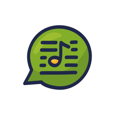 Konuşma Baloncuk Müzikal Not elle çizilmiş çizgi film vektör çizimi.