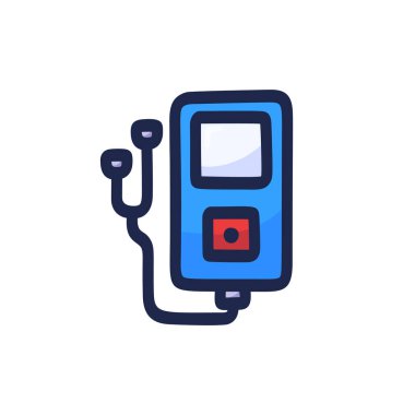 Müzik çaların ikonu karikatür tarzında elle çizilmiştir. Müzik çaların vektör simgesi