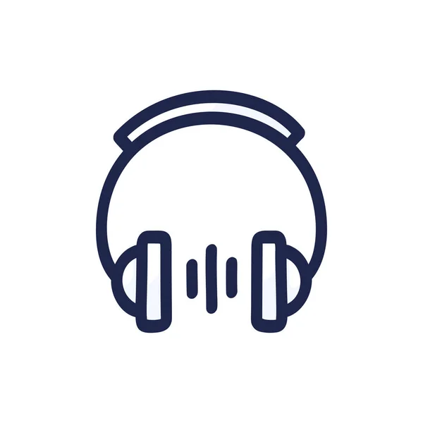 Χειροποίητο Εικονίδιο Ακουστικών Που Απομονώνονται Λευκό Φόντο Κινούμενα Σχέδια Σχεδιασμός — Διανυσματικό Αρχείο