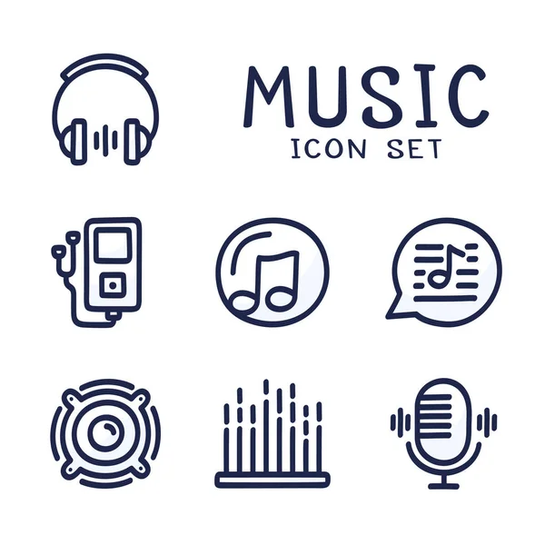 Ручной Рисунок Набор Музыкальных Аудио Связанных Векторных Иконок Содержит Такие — стоковый вектор