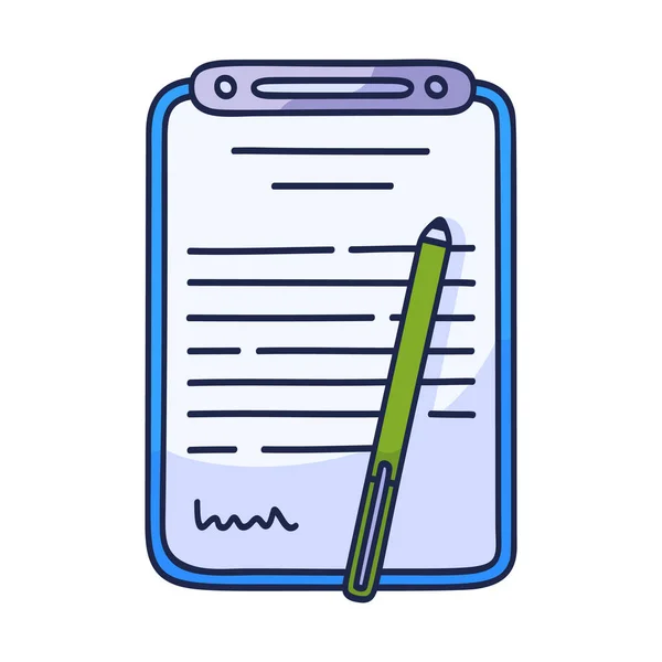 Contract Document Icon Doodle Style Hand Drawn Cartoon Agreement Arrangement — Stock Vector