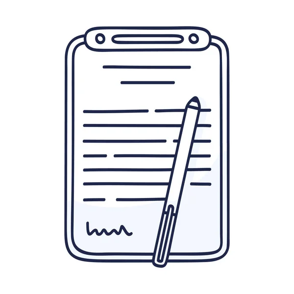 Retract Document Icon Doodle Style Ручной Рисовать Мультфильм Соглашение Организации — стоковый вектор