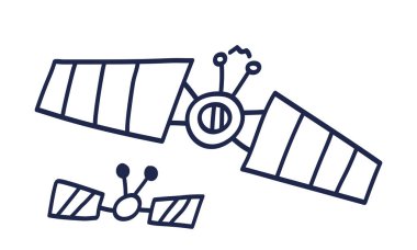 El çizimi uydu karalama simgesi. El çizimi vektör illüstrasyonuName