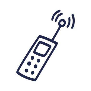 Telefon ikonu, karikatür şeklinde elle çizilmiş. Vektör karalama çizimi