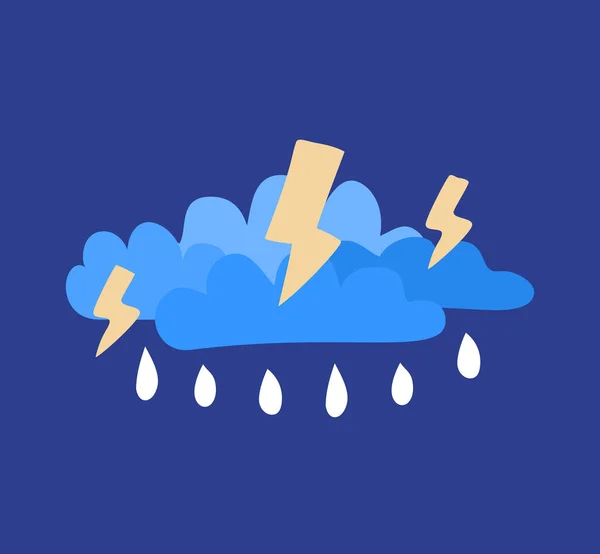 雷と雨のアイコンで雲 ウェブのための雷と雨のベクトルのアイコンと雲の漫画のイラスト — ストックベクタ