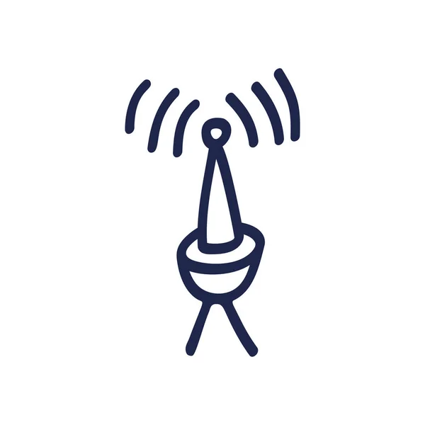 Радиосигналы Волны Световые Лучи Радар Антенна Спутниковый Сигнал Символы Ручной — стоковый вектор