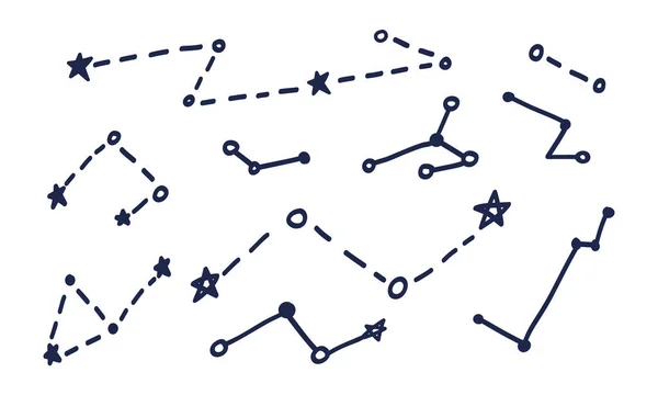 Conjunto Constelações Feitas Estilo Doodle Gráficos Vetoriais Temas Espaciais Com — Vetor de Stock