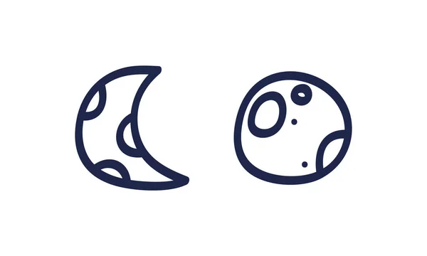 Doodle Mano Dibujado Conjunto Símbolos Luna Silueta Icono Luna Monocroma — Archivo Imágenes Vectoriales