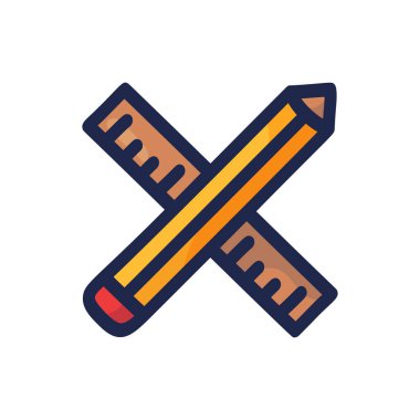 Çizilmiş el çizimi kalem ve cetvel vektör çizimi beyaz üzerine izole karalama biçimi