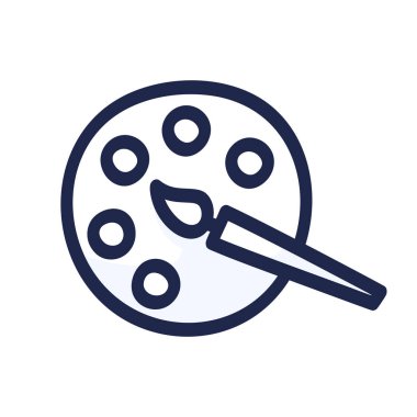 Beyaz arka planda izole edilmiş boyalar ve fırçalarla el çizimi palet. Vektör çizimi. Doodle simgesi