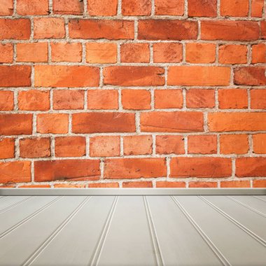 Tuğla duvar iç Oda doku, arka plan beyaz zemin.