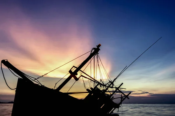 Silhouette of old shipwreck or abandoned shipwreck, Boat capsize