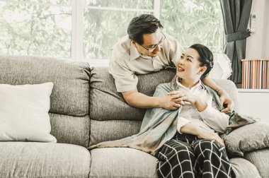 Elderly valentines day, relationships and people concept - happy